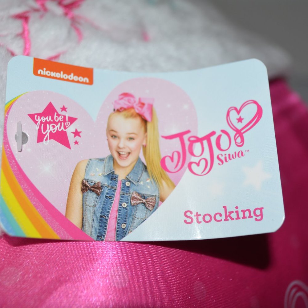 19" Jojo Siwa Pink Satin Character Graphic Christmas Stocking Embroidered Fleece - Picture 8 of 8